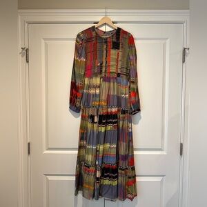 CONDITIONS APPLY (Anthropologie) smocked top long sleeve maxi dress, size M